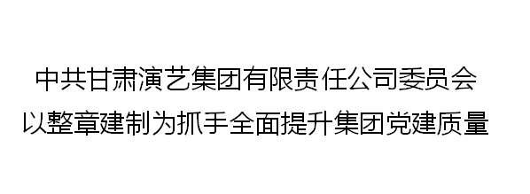 中共甘肅演藝集團有限責任公司委員會以整章建制為抓手全面提升集團黨建質量